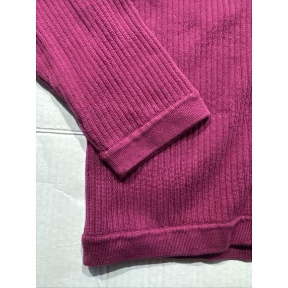 Cezani Large V-Neck Knit Maroon Sweater Pima Cotton Nylon - Picture 4 of 9
